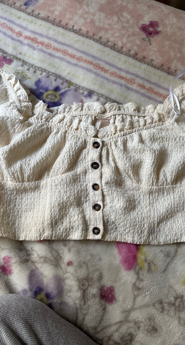 Nakışlı Düğmeli Keten Bohem Bluz - Görsel 2