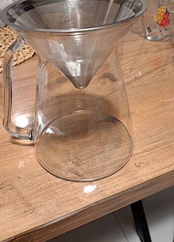 Ikea HÖGMODIG cam-paslanmaz çelik 0.6 lt kahve demliği