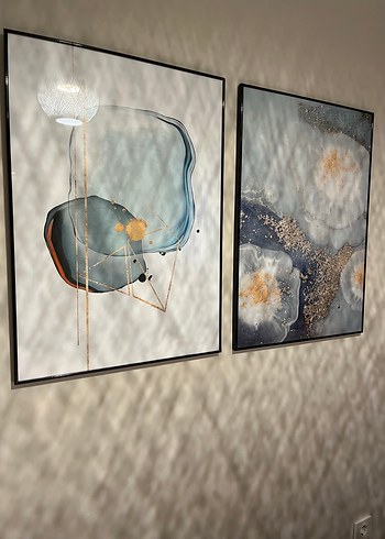 Diğer Gri ve Altın Renkli Soyut Tablo