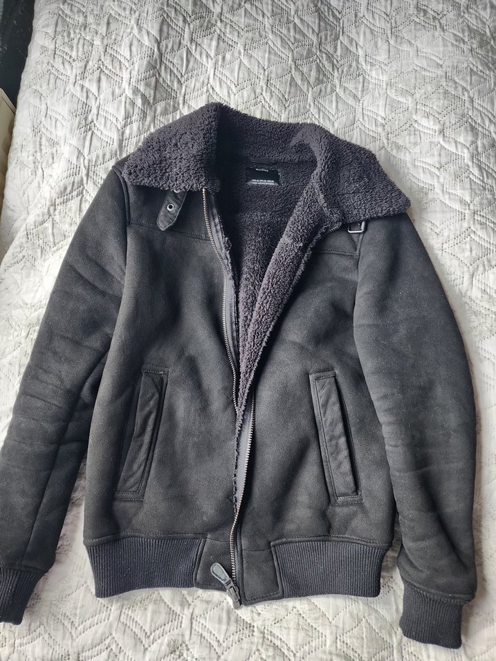 Siyah Süet Kadın Ceket, Kürklü, Günlük - Görsel 2