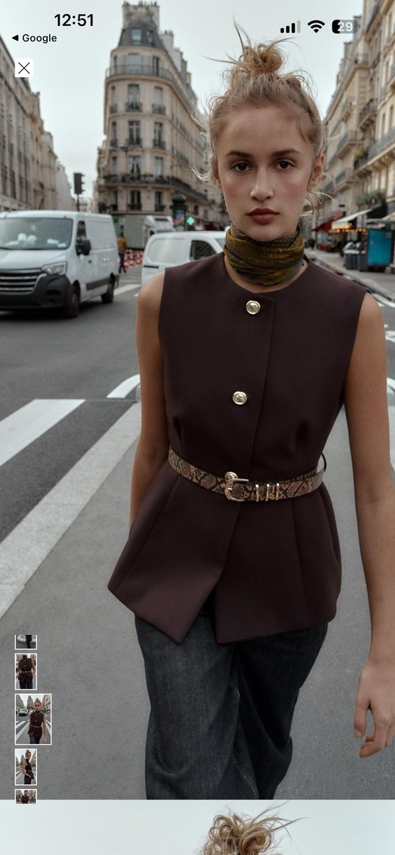 Zara Kahverengi Kemerli Kadın Yelek - Görsel 3