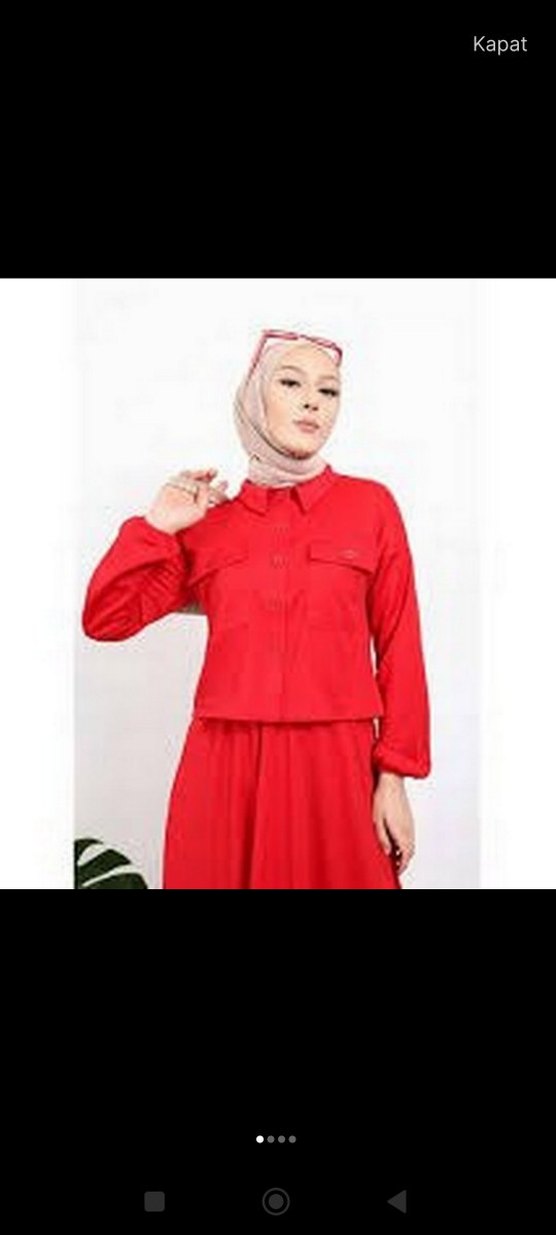 Kısa Parlak Kırmızı Kadın Takım Elbise - Görsel 3