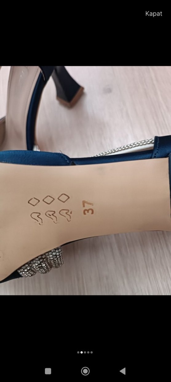 Mavi Süet Blok Topuklu Abiye Ayakkabı - Görsel 2