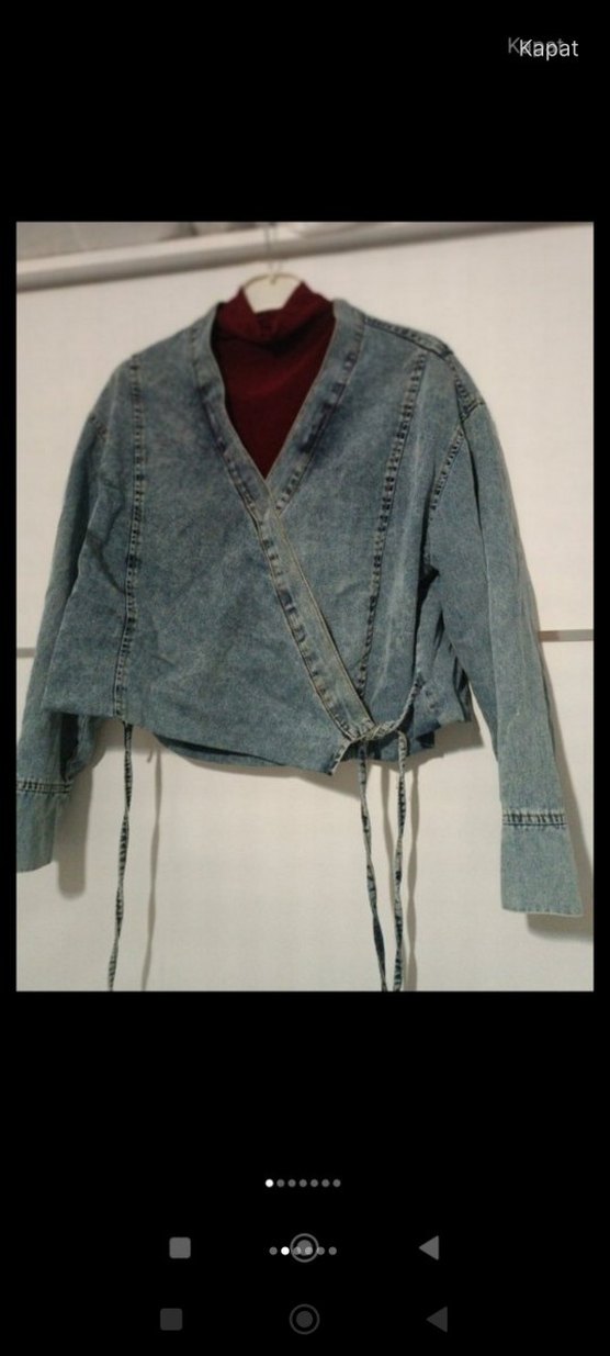 Gri Bağcıklı Kadın Denim Ceket - Görsel 4