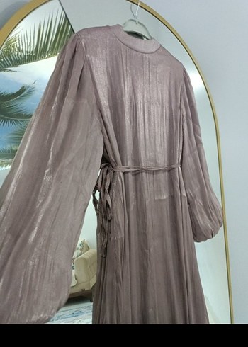 Pembe Uzun Kollu Kemerli Salaş Elbise - Görsel 6