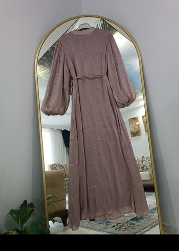 Pembe Uzun Kollu Kemerli Salaş Elbise - Görsel 2