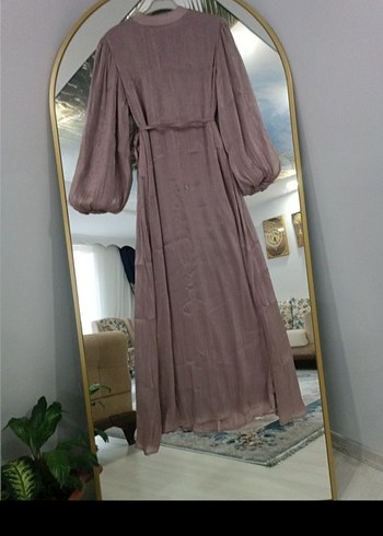 Pembe Uzun Kollu Kemerli Salaş Elbise - Görsel 7