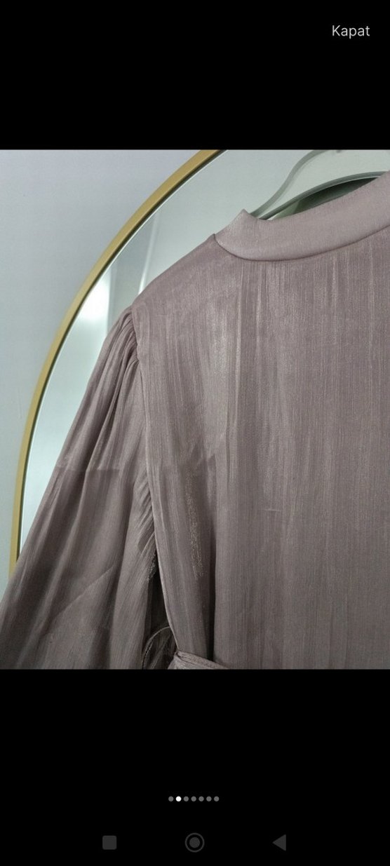 Pembe Uzun Kollu Kemerli Salaş Elbise - Görsel 3