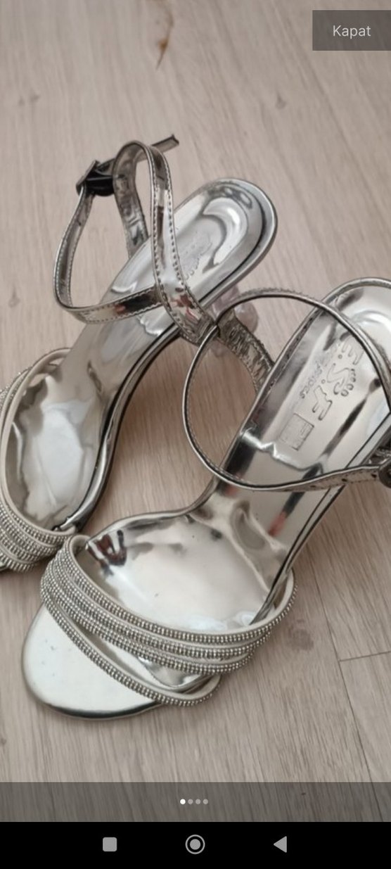 Altın Renkli Yılan Desenli Stiletto Topuklu Kadın Ayakkabı - Görsel 4