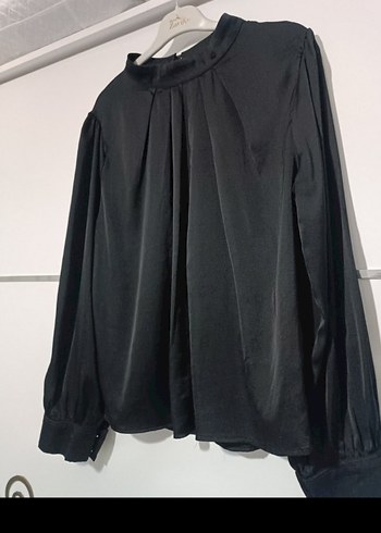 Siyah Pilili Uzun Kollu Kadın gomlek - Görsel 2