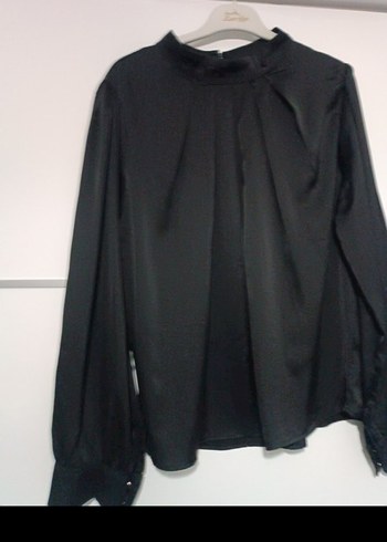 Siyah Pilili Uzun Kollu Kadın gomlek - Görsel 3