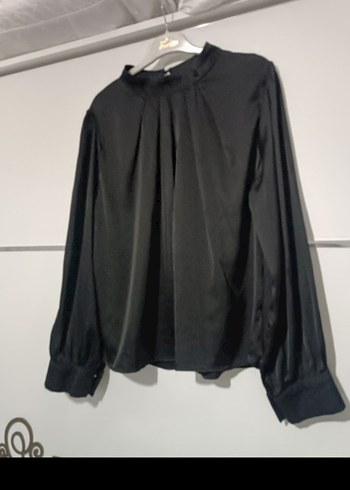 Siyah Pilili Uzun Kollu Kadın gomlek - Görsel 5