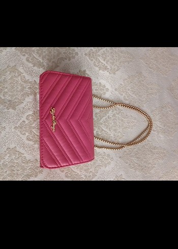 Pembe Zincir Detaylı Kadın Deri Çanta - Görsel 3