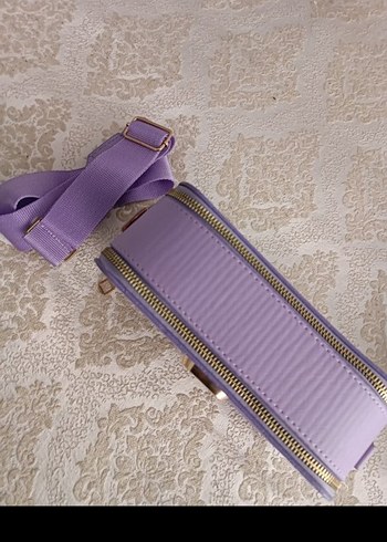 Pastel Mor Süet Kadın Çapraz Çanta - Görsel 3