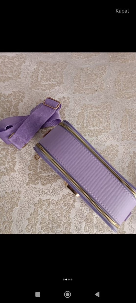 Pastel Mor Süet Kadın Çapraz Çanta - Görsel 3