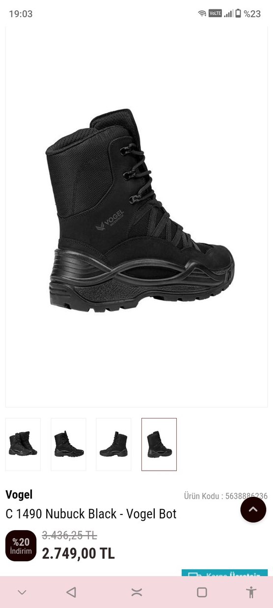 vogel Siyah Bağcıklı Erkek nubuk Bot - Görsel 2