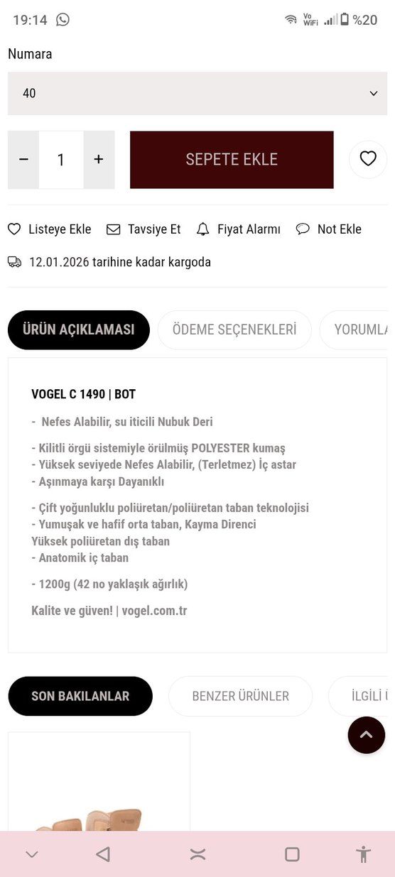 vogel Siyah Bağcıklı Erkek nubuk Bot - Görsel 3