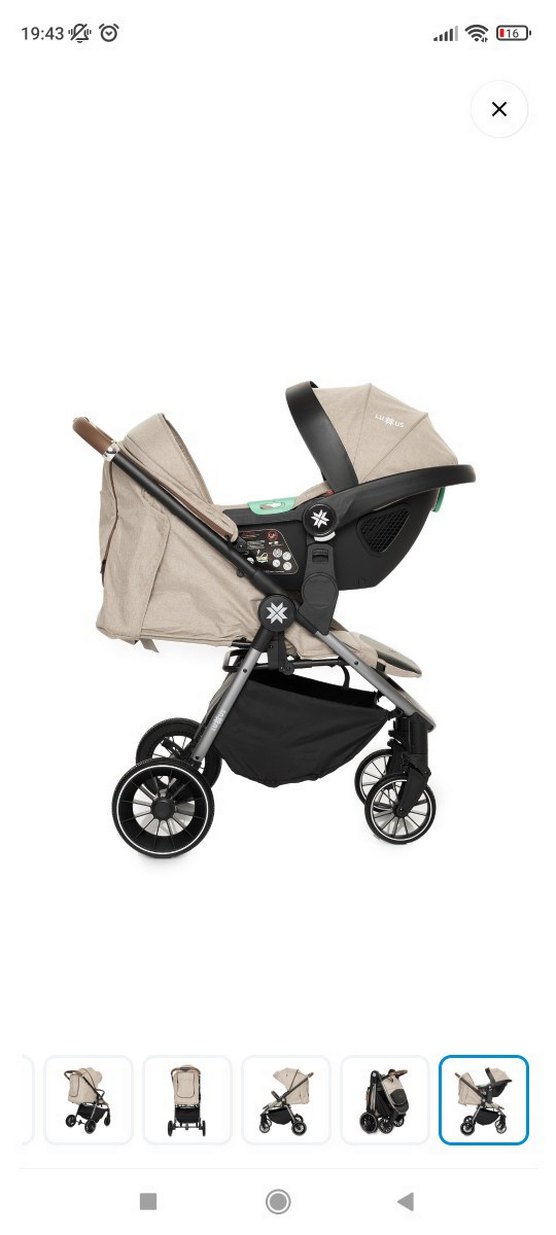 Bej Bebek Arabası ve Taşıma Koltuğu Seti - Görsel 2