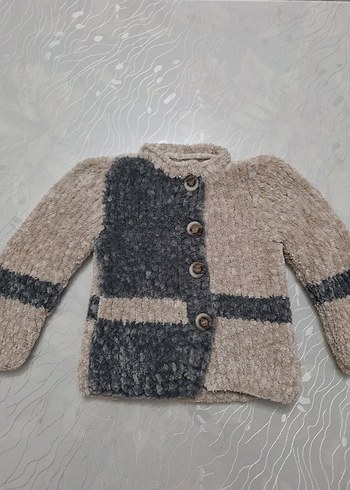 Gri kapüşonlu, uzun kol hırka - Görsel 17