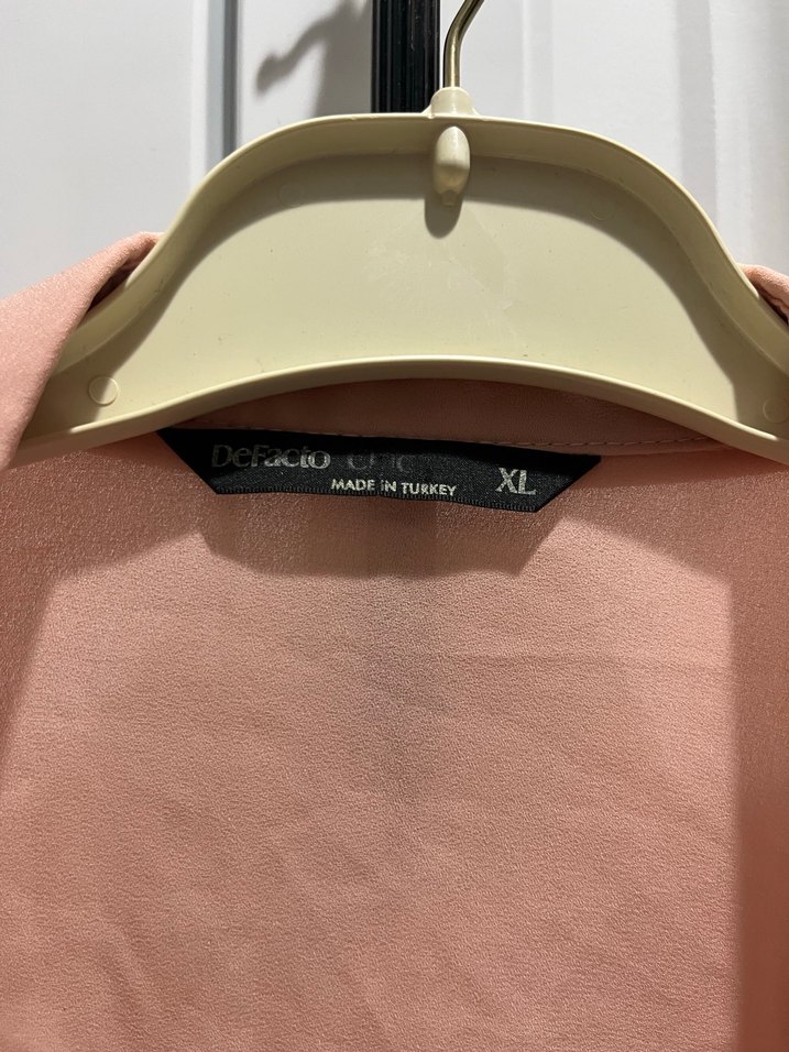 Pembe Keten Düğmeli Uzun Kollu Gömlek - Görsel 3