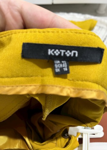 Sarı Midi Kumaş Kadın Pantolon - Görsel 3