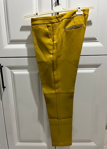 Sarı Midi Kumaş Kadın Pantolon - Görsel 2