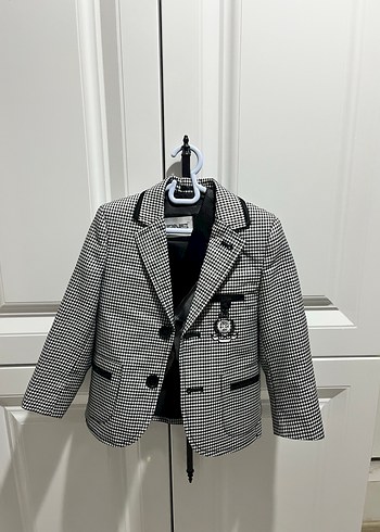 Erkek Çocuk Siyah Ekose Düğmeli Ceket - Görsel 2