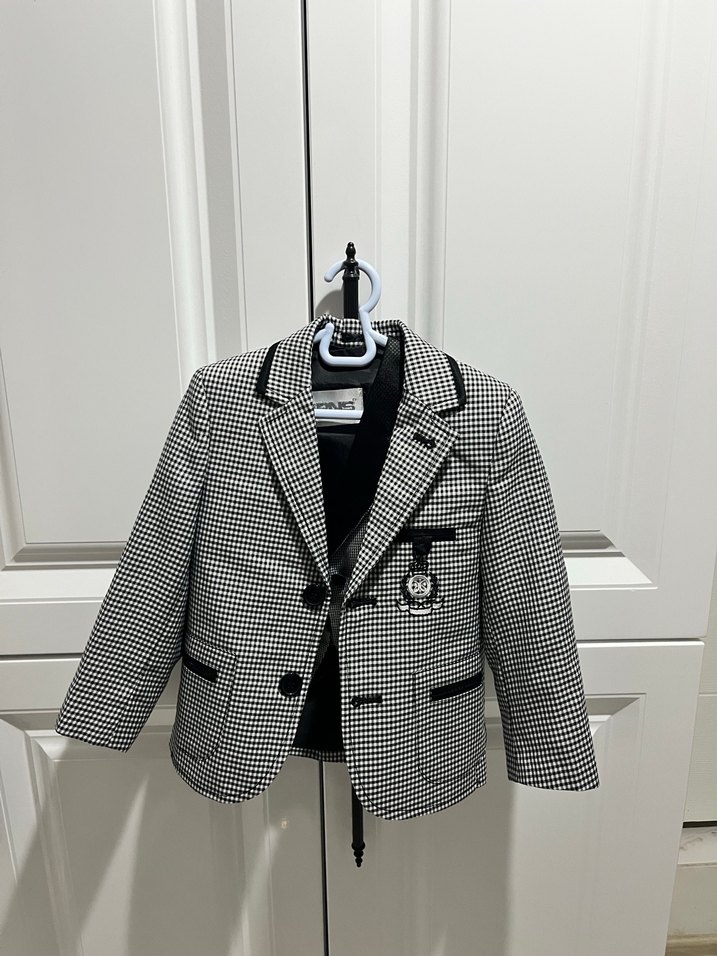 Erkek Çocuk Siyah Ekose Düğmeli Ceket - Görsel 2