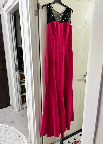 Pembe Drapeli Uzun Abiye Elbise - Görsel 3