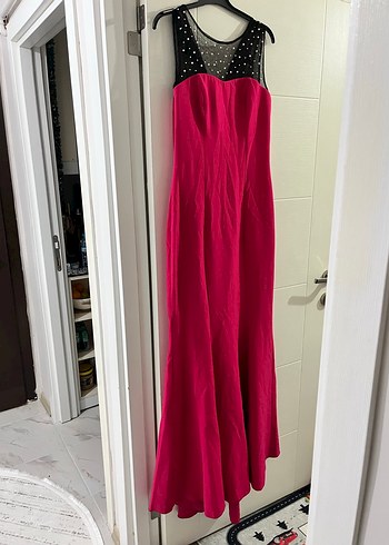 Pembe Drapeli Uzun Abiye Elbise - Görsel 2