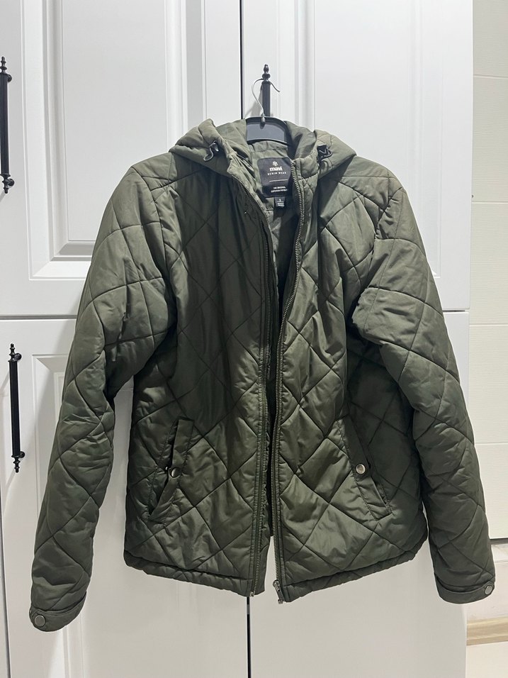 Kapüşonlu Fermuarlı Gri erkek Mont - Görsel 2