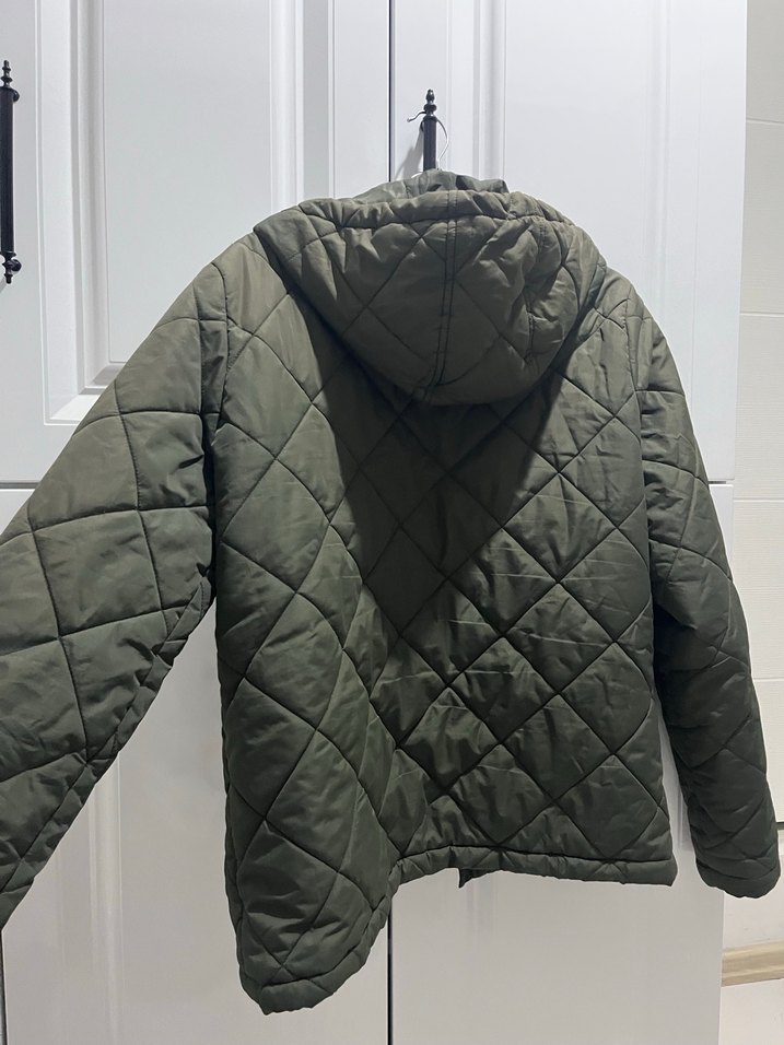 Kapüşonlu Fermuarlı Gri erkek Mont - Görsel 4