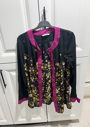 Mor Çiçek Desenli Bohem Kadın Bluz - Görsel 6