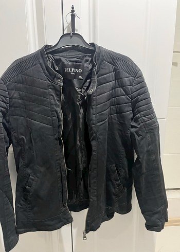 Kemerli Siyah Deri Biker Ceket - Görsel 2