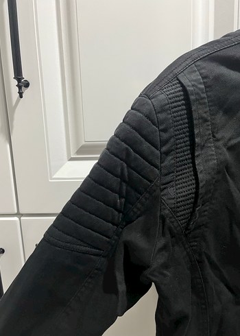 Kemerli Siyah Deri Biker Ceket - Görsel 7