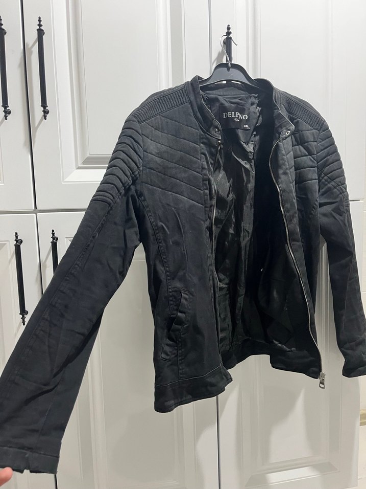 Kemerli Siyah Deri Biker Ceket - Görsel 4