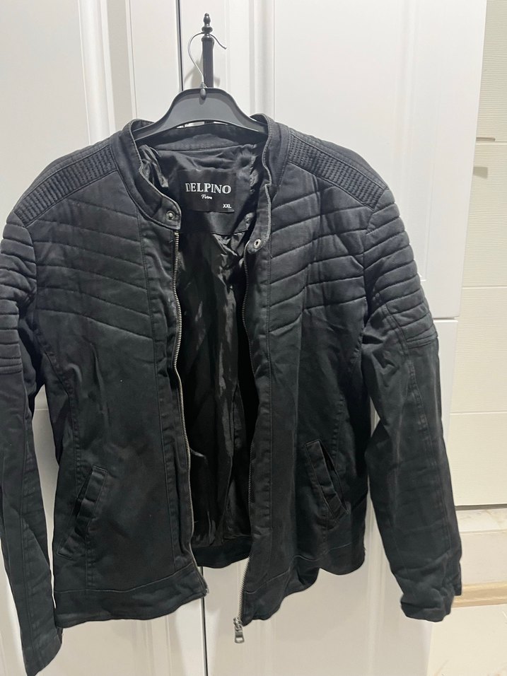 Kemerli Siyah Deri Biker Ceket - Görsel 2