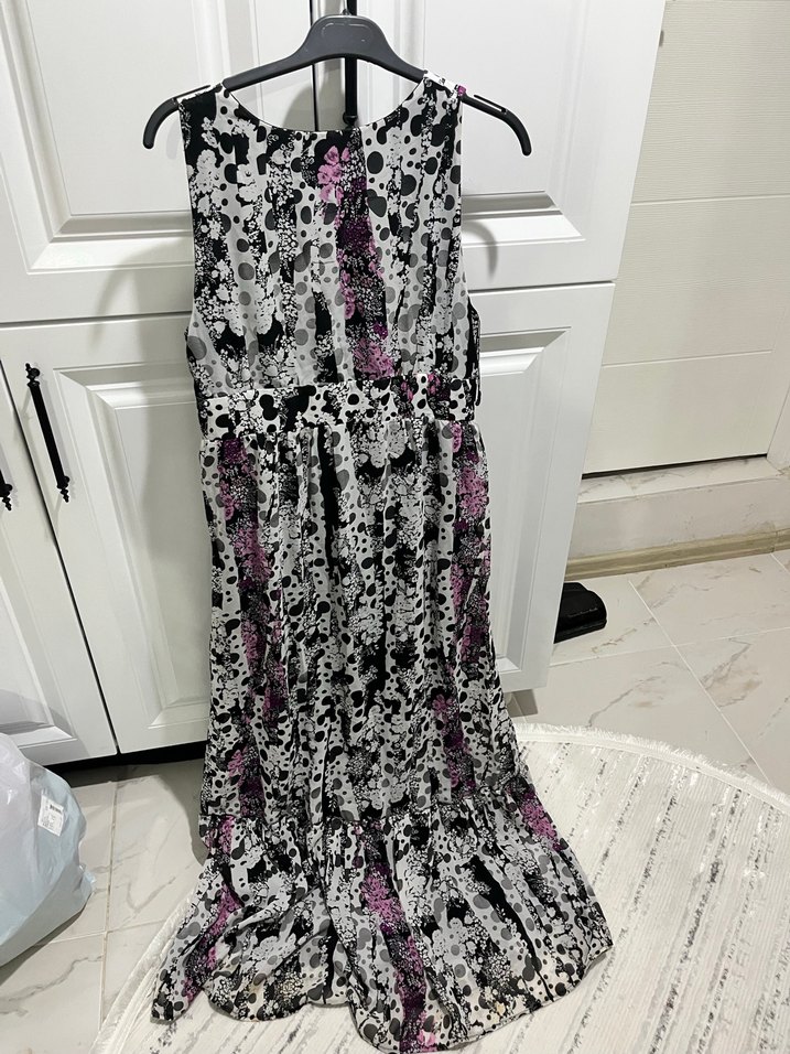 Kadın Çok Renkli Uzun Askısız Salaş Elbise - Görsel 4