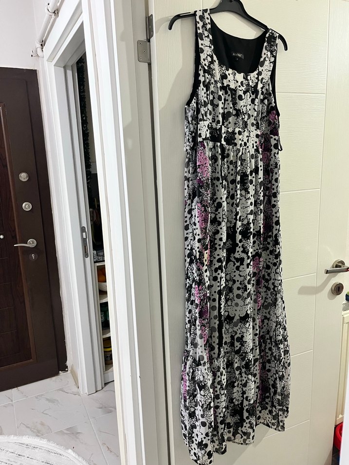 Kadın Çok Renkli Uzun Askısız Salaş Elbise - Görsel 3