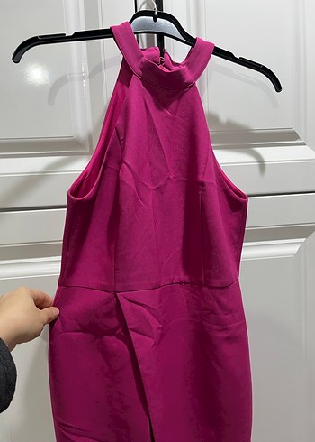 Kadın Pembe Uzun Yüksek Yakalı Elbise - Görsel 5