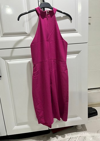 Kadın Pembe Uzun Yüksek Yakalı Elbise - Görsel 7