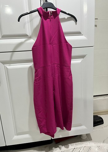 Kadın Pembe Uzun Yüksek Yakalı Elbise - Görsel 6