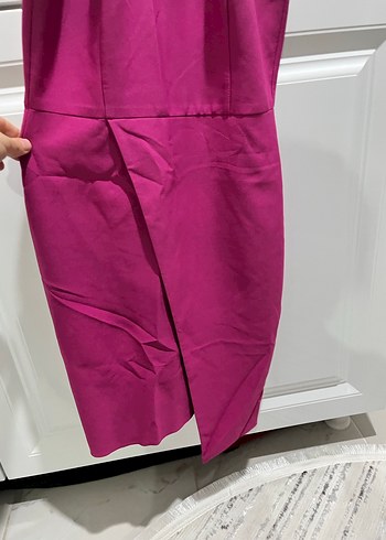 Kadın Pembe Uzun Yüksek Yakalı Elbise - Görsel 4