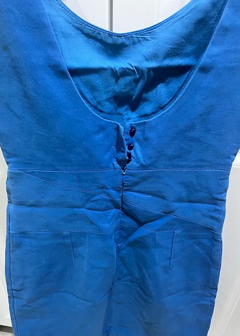 Mavi Denim V Yaka Mini Elbise - Görsel 5