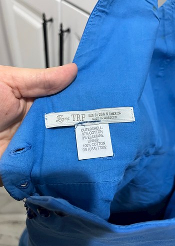 Mavi Denim V Yaka Mini Elbise - Görsel 7