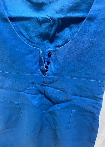 Mavi Denim V Yaka Mini Elbise - Görsel 4