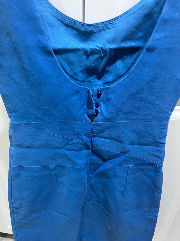 Mavi Denim V Yaka Mini Elbise - Görsel 5