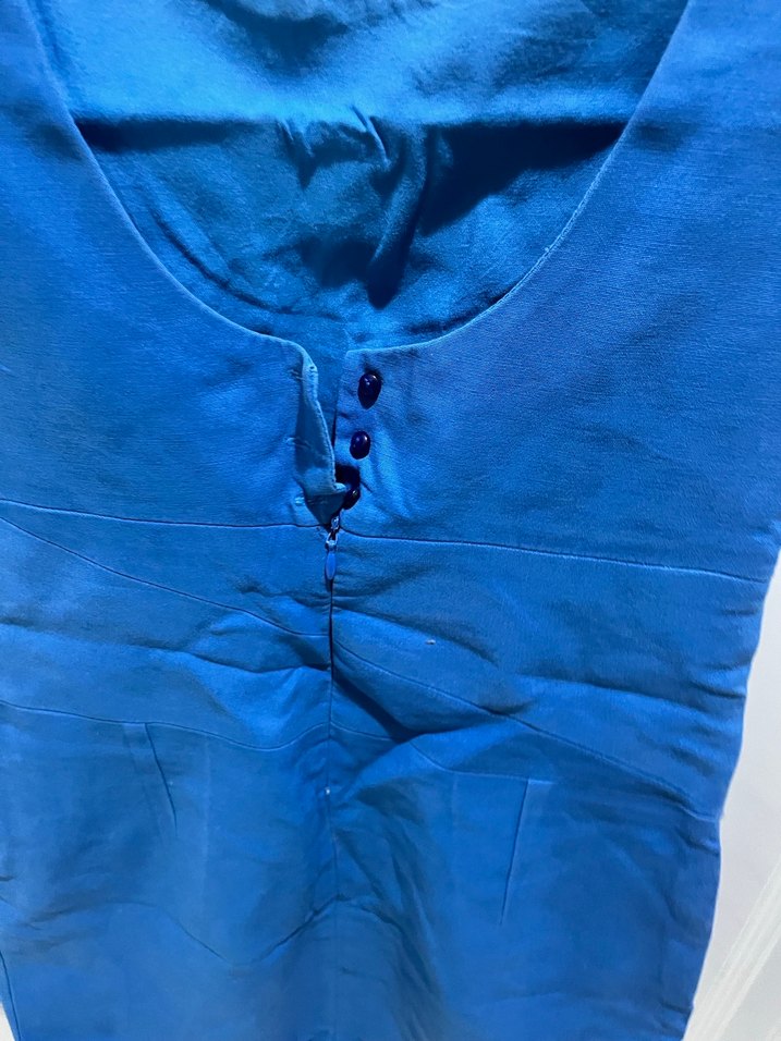 Mavi Denim V Yaka Mini Elbise - Görsel 4