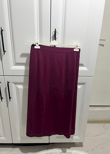 Bordo Uzun Drapeli Kadın Etek - Görsel 3