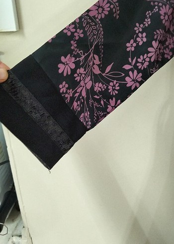 Uzun Mor Desenli Kadın Elbise - Görsel 4